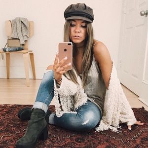 Knot sisters fringe sweater